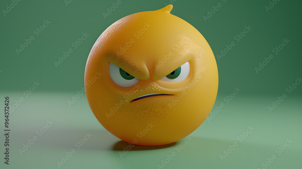 Furious eyes and mouth emoji expression on green backdrop