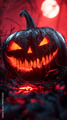 Demonic Pumpkin Halloween Wallpaper (AI Generated)







