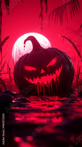 Demonic Pumpkin Halloween Wallpaper (AI Generated)







