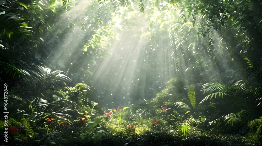 Fototapeta premium Sunlight Through Lush Jungle Canopy