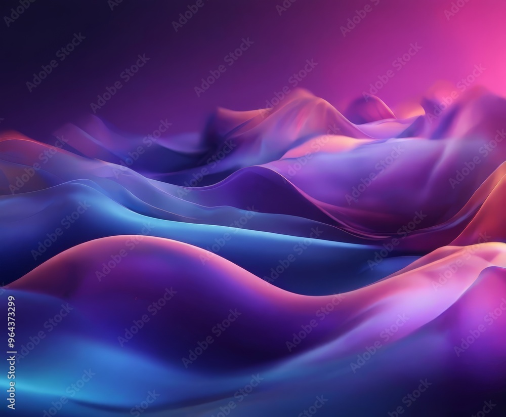 Obraz premium vibrant abstract composition of fluid, wave-like shapes in shades of purple, blue, and pink, creating a sense of movement and depth.