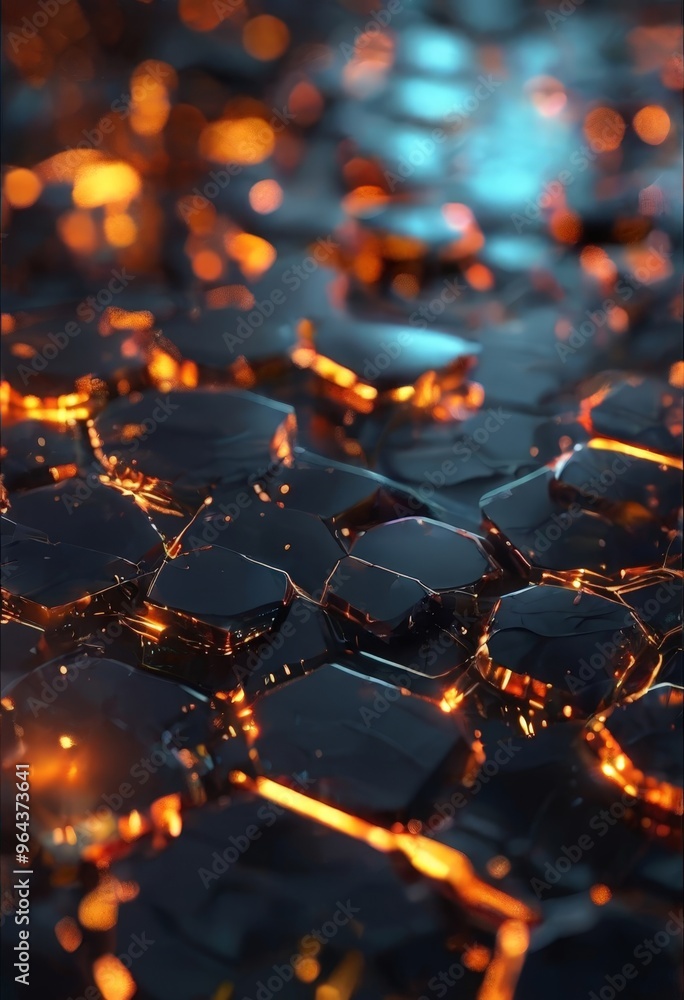 a close-up view of a dark, cracked surface with a pattern of small, irregularly shaped pieces that appear to be made of a material that resembles glass or stone. The surface has a close-up view of a dark, cracked surface with a pattern of small, irregularly shaped pieces that appear to be made of a material that resembles glass or stone. The surface has