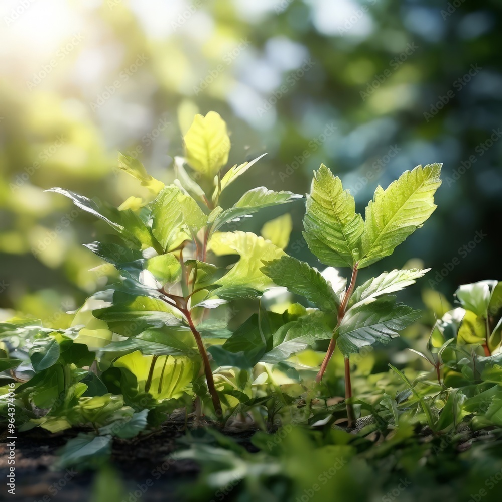 A close-up view of a young plant with vibrant green leaves, set against a blurred natural background. A close-up view of a young plant with vibrant green leaves, set against a blurred natural background.