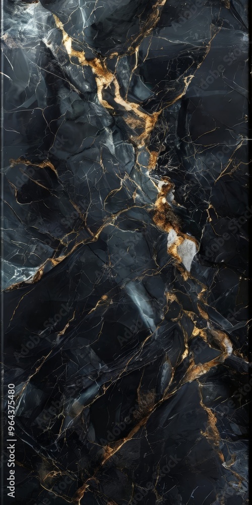 a close-up view of a marble surface with a dark, textured pattern. The marble exhibits a mix of black and gold hues, with gold lines and cracks running through the center, a close-up view of a marble surface with a dark, textured pattern. The marble exhibits a mix of black and gold hues, with gold lines and cracks running through the center,