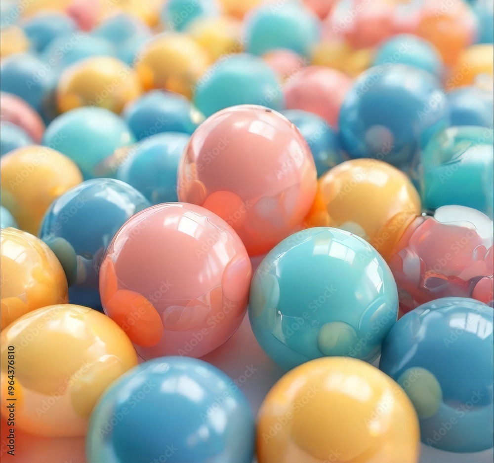 A vibrant array of multicolored spheres, ranging from pastel blues and yellows to bold reds and oranges, creates a playful and visually striking composition. A vibrant array of multicolored spheres, ranging from pastel blues and yellows to bold reds and oranges, creates a playful and visually striking composition.