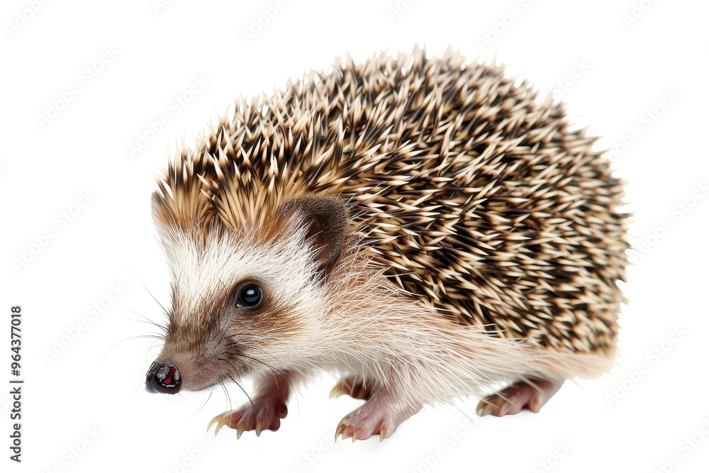Obraz premium Close up hedgehog on white background isolated