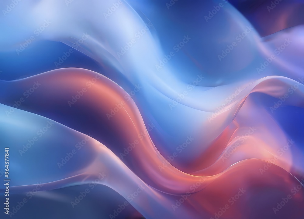Fototapeta premium vibrant abstract composition of fluid, wave-like shapes in shades of blue, pink, and orange, creating a dynamic and visually striking effect.