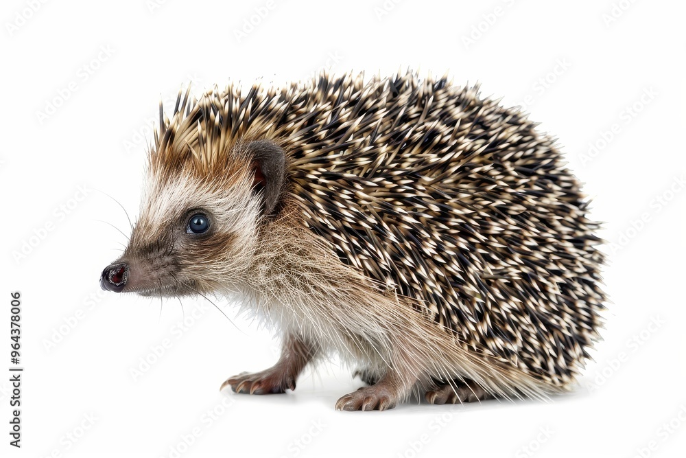 Erinaceus europaeus also known as the European hedgehog on white background Erinaceus europaeus also known as the European hedgehog on white background