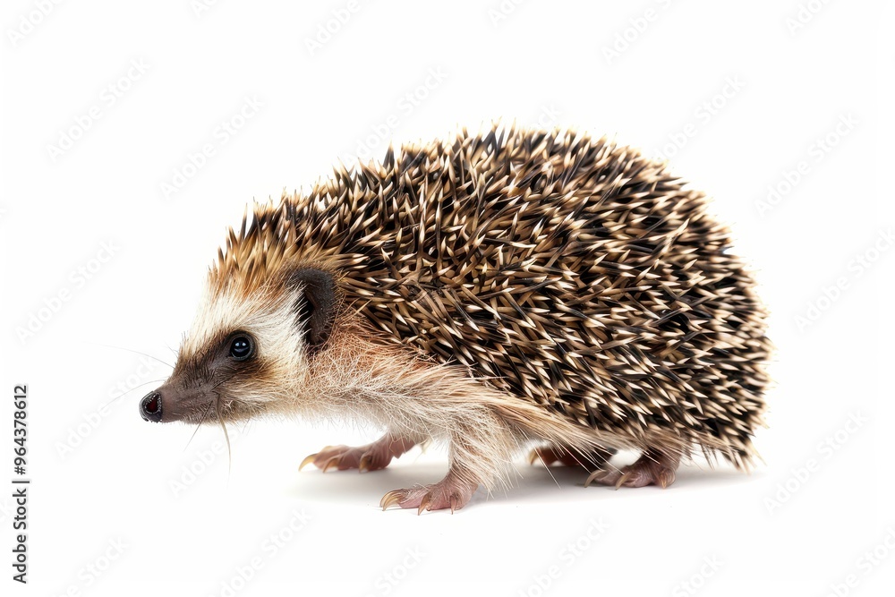 Obraz premium Isolated hedgehog white background close up