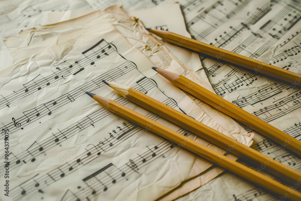 Musical instruments with pencil on top string and wind Musical instruments with pencil on top string and wind