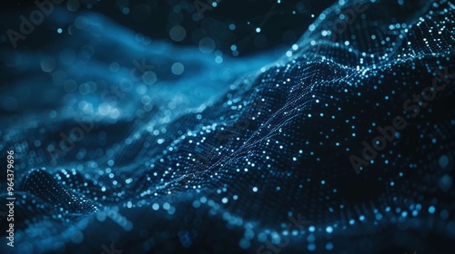 Close up, data cloud technology background, dark blue wallpaper
