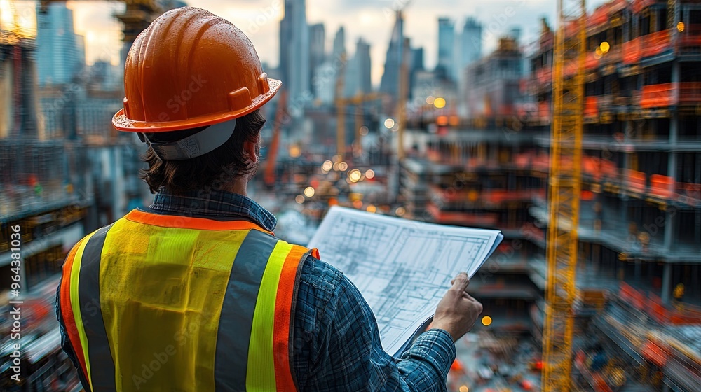 Construction Worker Reviewing Plans Construction Worker Reviewing Plans