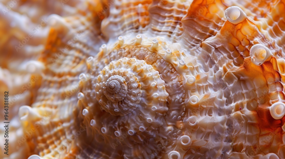 The textured surface of a seashell, a close-up on its natural patterns The textured surface of a seashell, a close-up on its natural patterns