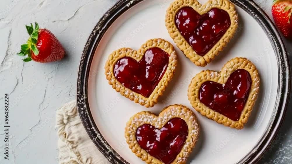 Traditional Linzer cookie with strawberry jam. Traditional Linzer cookie with strawberry jam.