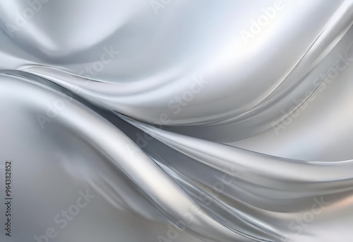 dynamic, abstract representation of a flowing, silvery fabric or material, with curved lines and a sense of movement.