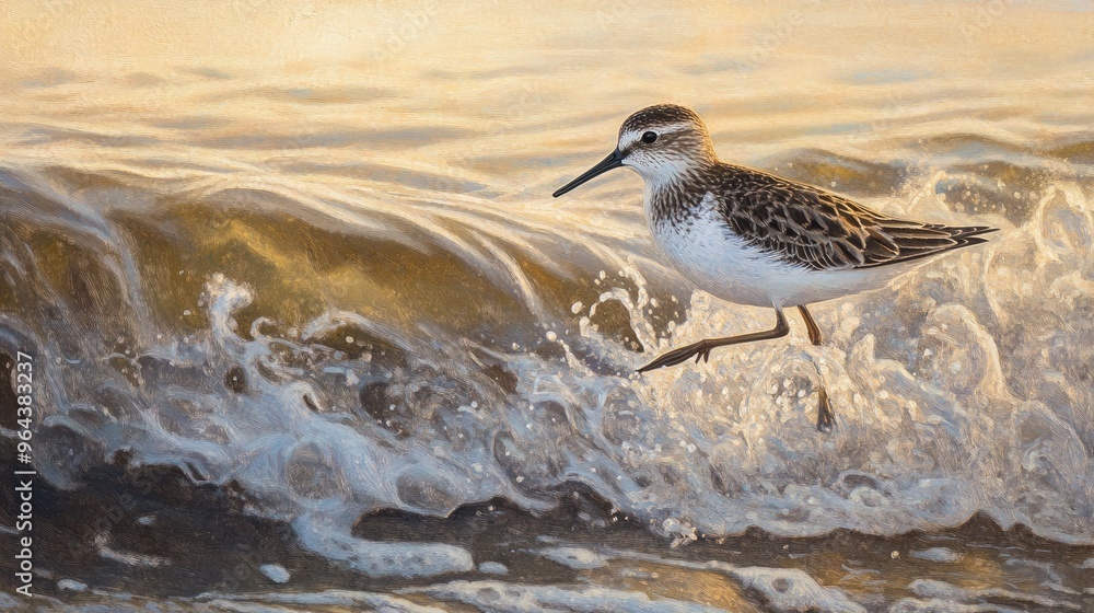 Obraz premium Sandpiper, river. Generative AI