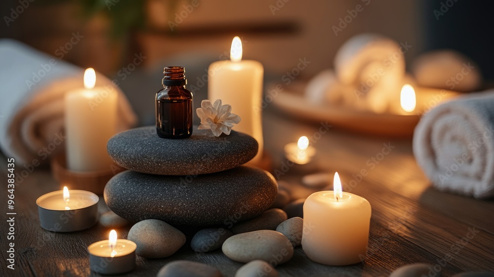 Spa stones candles oils. Generative AI Spa stones candles oils. Generative AI
