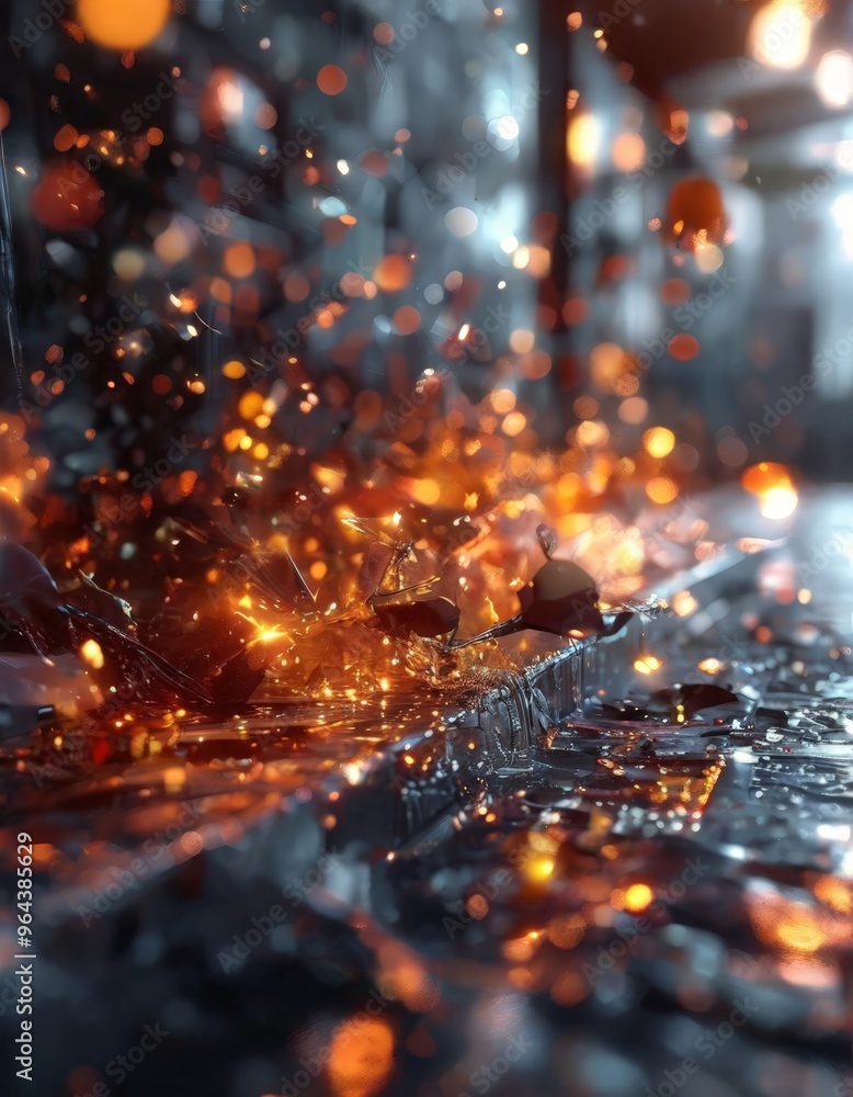 a close-up view of a rain-soaked street, with the wet surface reflecting a multitude of colorful lights. The lights, in shades of orange, yellow, and blue, create a mesmerizing a close-up view of a rain-soaked street, with the wet surface reflecting a multitude of colorful lights. The lights, in shades of orange, yellow, and blue, create a mesmerizing