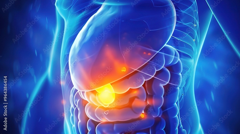 A clear visualization of a gallstone within the body. The gallstone is ...