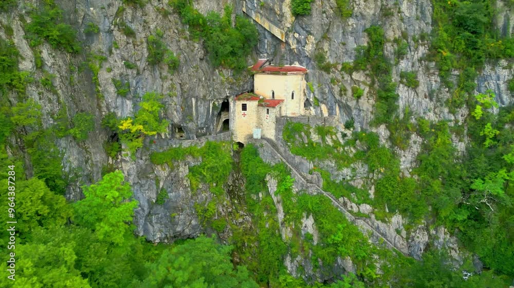 San Giovanni d'Antro. Village and castle church perched on the mountain's vertical wall. Ancient settlement. San Giovanni d'Antro. Village and castle church perched on the mountain's vertical wall. Ancient settlement.