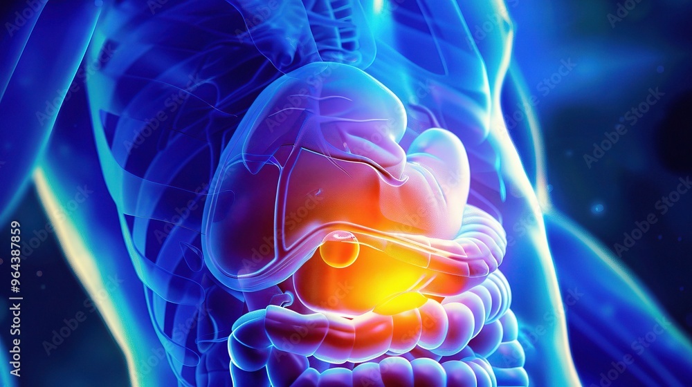 A clear visualization of a gallstone within the body. The gallstone is ...