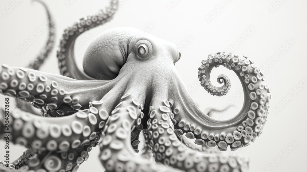 Obraz premium Tentacles white background illustration. Generative AI