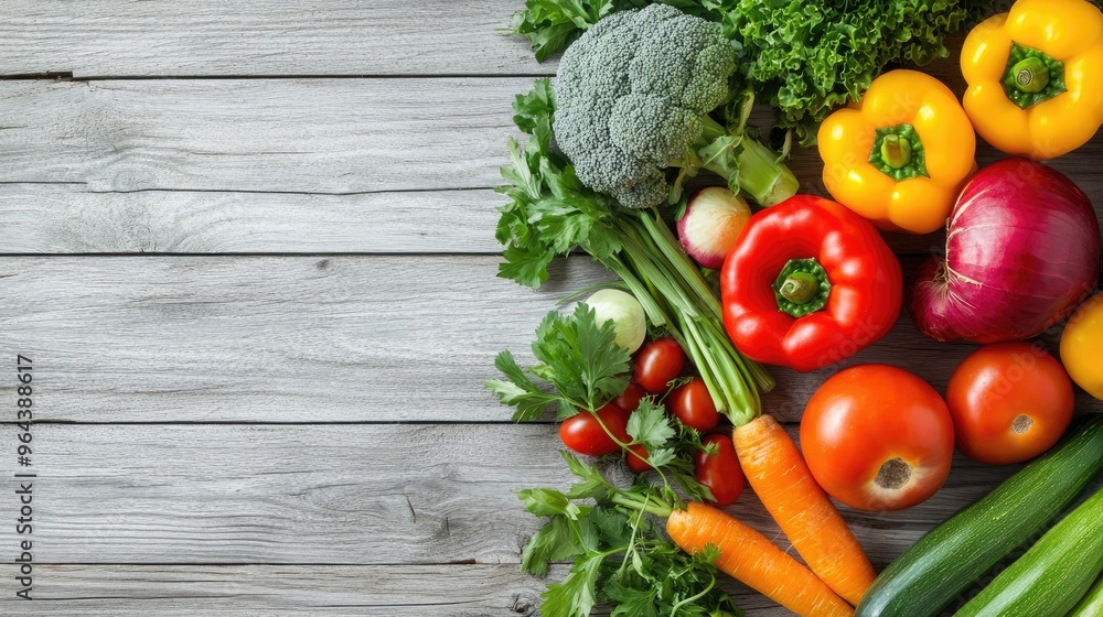 Vegetables on wooden background. Generative AI Vegetables on wooden background. Generative AI