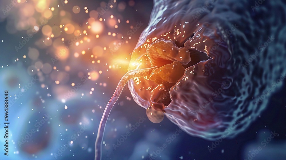 A clear visualization of a gallstone within the body. The gallstone is ...