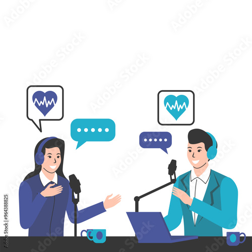People Doing Podcast. International Podcast Day Illustration