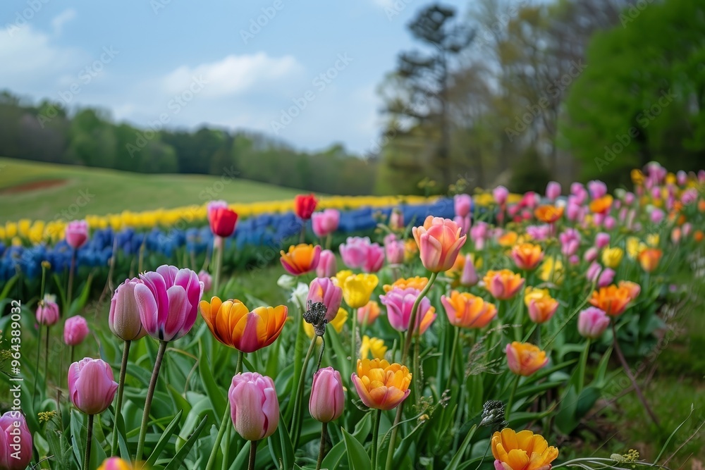 Fields in Bloom Spring Flowers Spread Across Lush Green Meadows Fields in Bloom Spring Flowers Spread Across Lush Green Meadows
