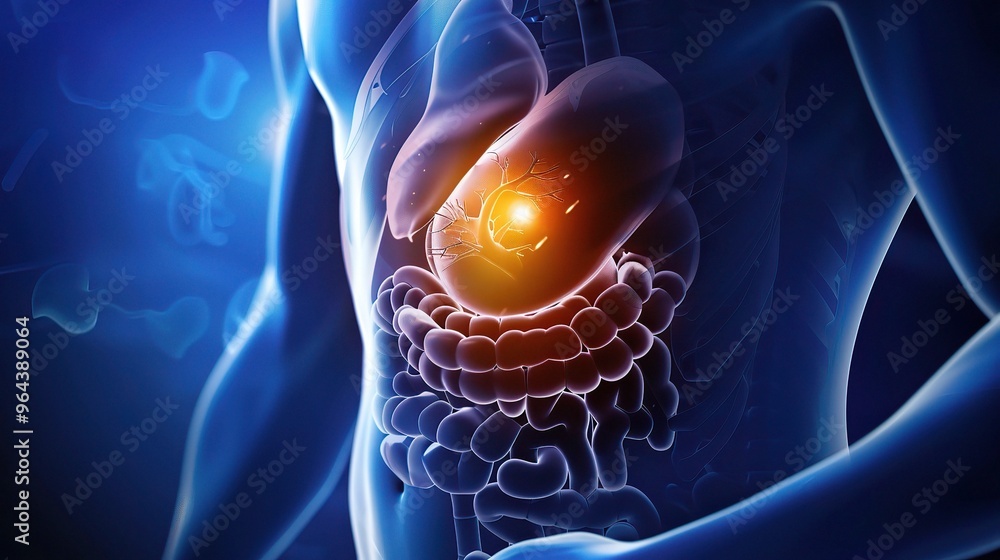 A clear visualization of a gallstone within the body. The gallstone is ...