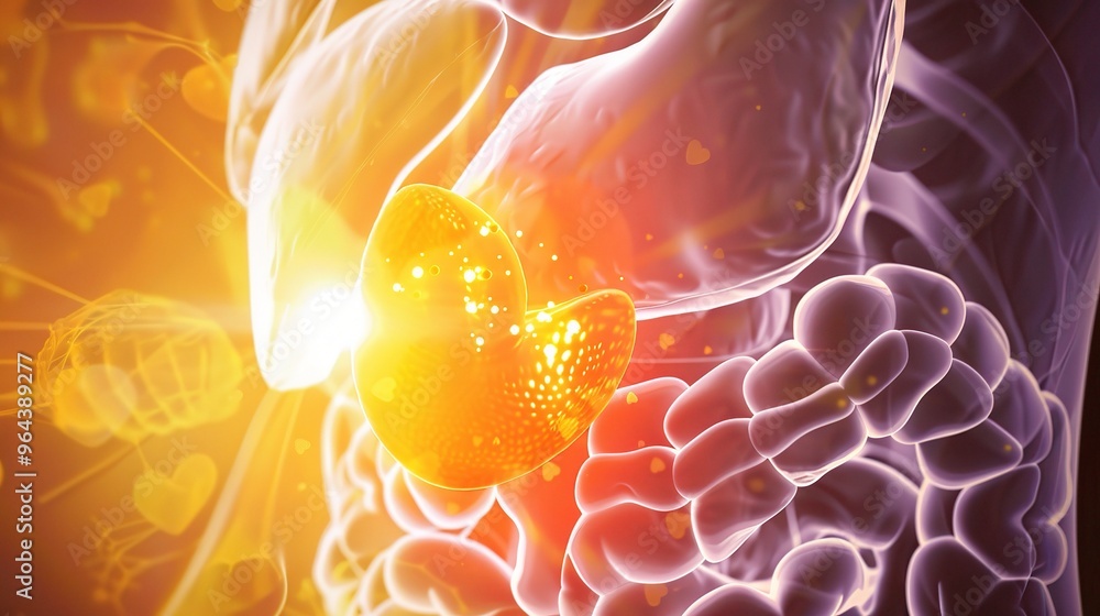 A clear visualization of a gallstone within the body. The gallstone is ...