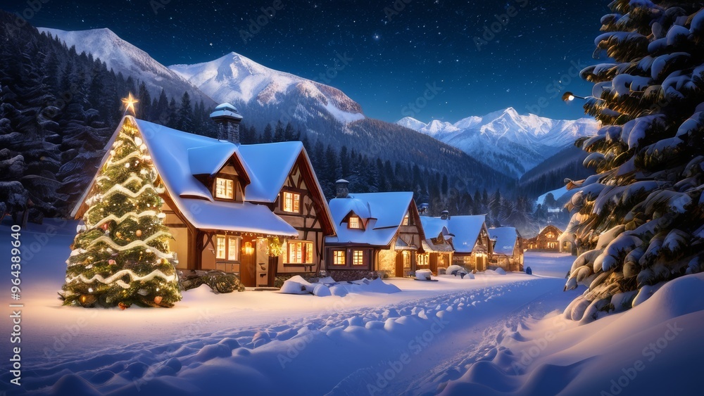 Fototapeta premium christmas house in the mountains