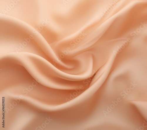 a close-up view of a soft, flowing fabric with a peach-colored hue, exhibiting a smooth and silky texture.