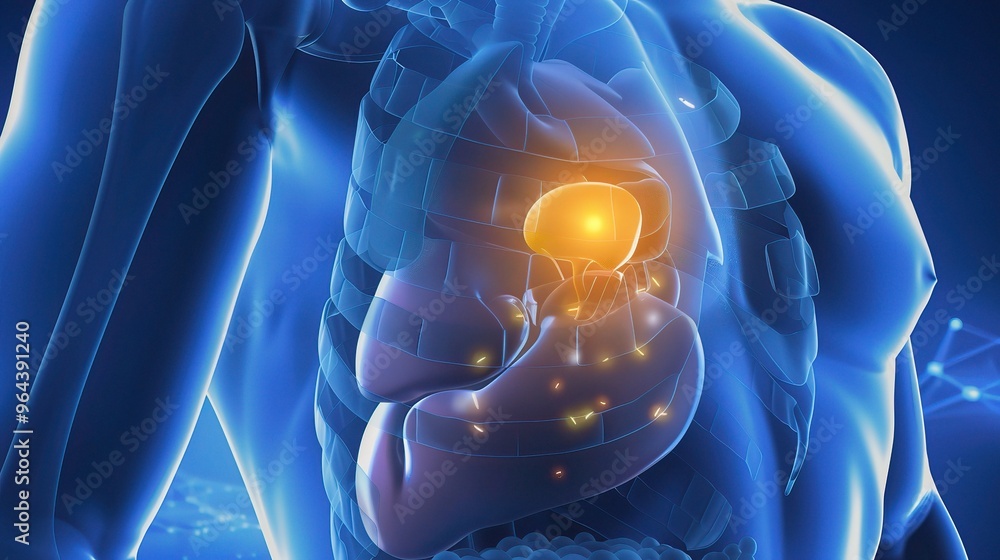 A clear visualization of a gallstone within the body. The gallstone is ...