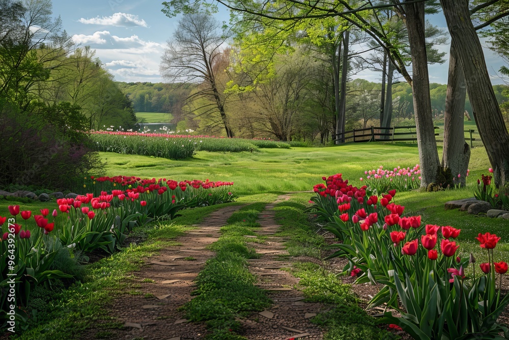 Lush Green Fields Adorned with Spring Flowers Lush Green Fields Adorned with Spring Flowers