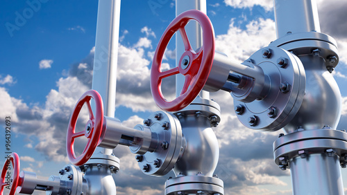 Foto Gas pipes with pressure valves