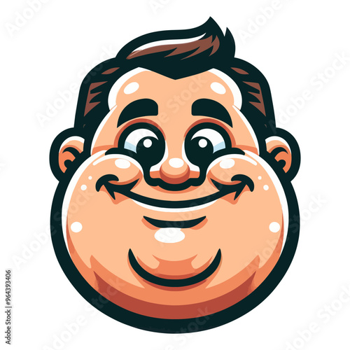 Vector illustration of a cheerful man’s face with a big smile and cartoon-style features.