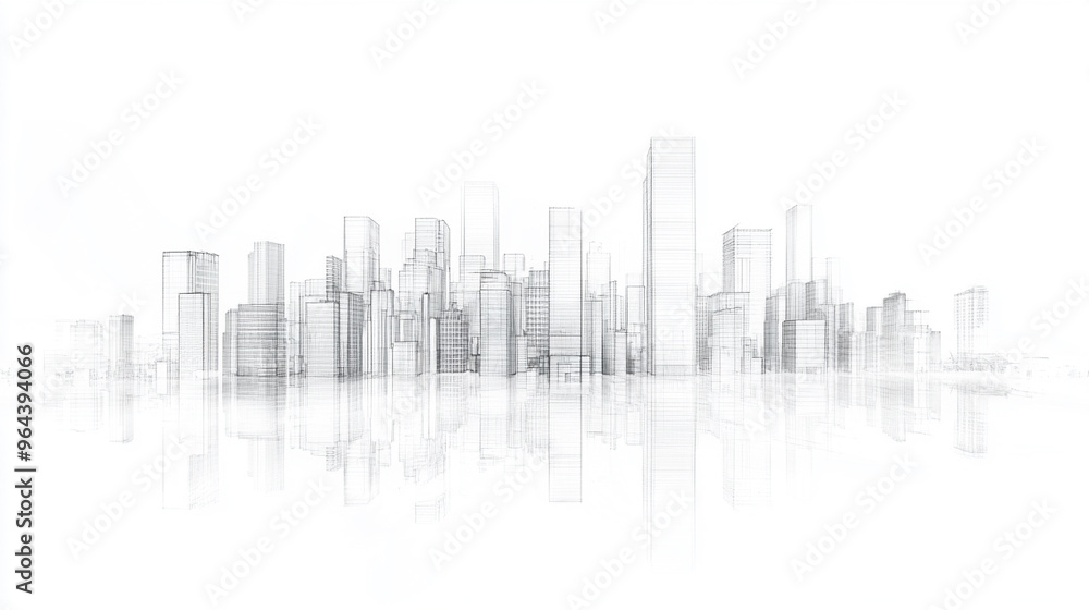 a drawing x ray of modern city landscape, buildings a drawing x ray of modern city landscape, buildings