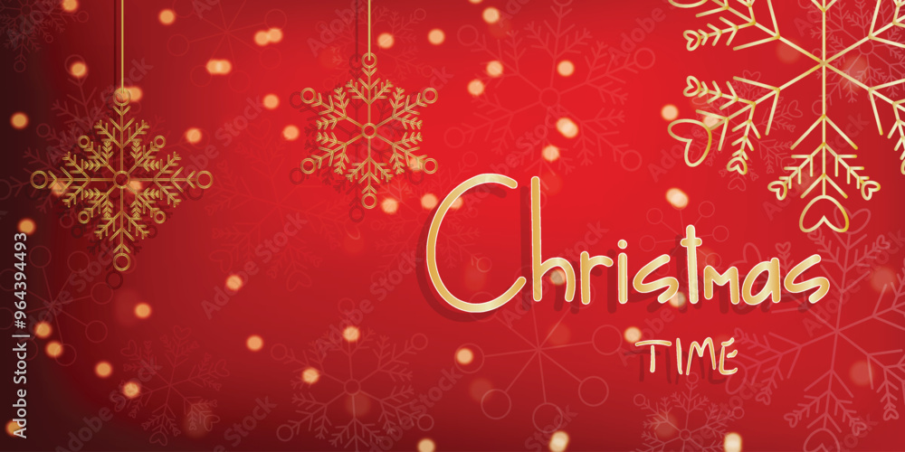 Christmas New Year red background with gold snowflakes glitter bokeh Golden festive winter backdrop Xmas New Year design Holiday theme Vector Copy space Metal effect Text Christmas time Christmas New Year red background with gold snowflakes glitter bokeh Golden festive winter backdrop Xmas New Year design Holiday theme Vector Copy space Metal effect Text Christmas time