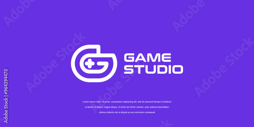 Vector game logo template. Joystick icon G letter game logo