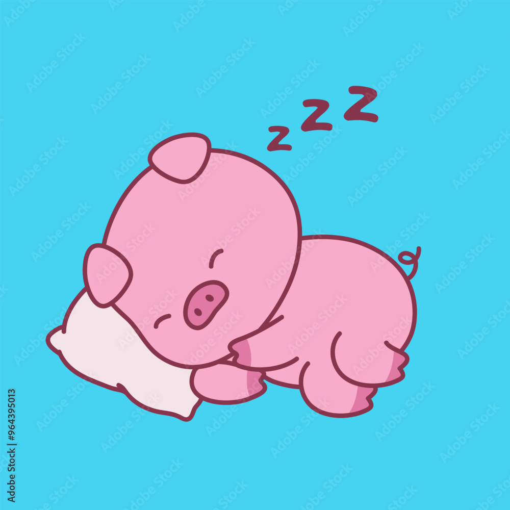 Fototapeta premium Cute pig character design illustration doing activities, perfect for merchandise needs