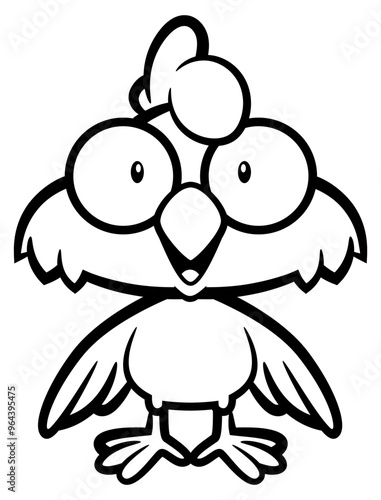 Funny Broiler chicken cartoon characters. Best for outline, logo, coloring book, and mascot for fried chicken restaurant business for kids