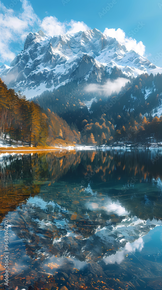 Fototapeta premium An icy mountain lake