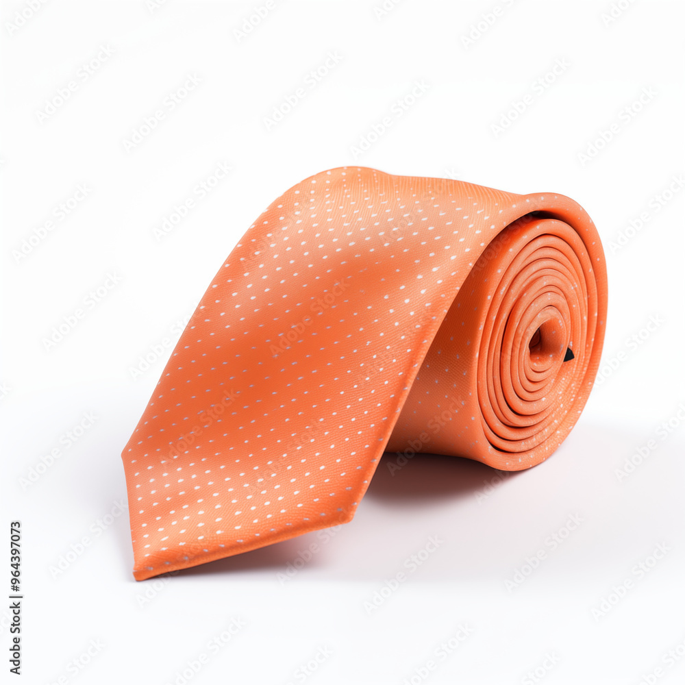 Orange Tie with White Polka Dots Rolled Up Orange Tie with White Polka Dots Rolled Up
