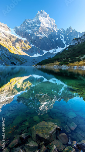 An icy mountain lake