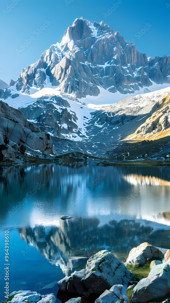 Naklejka premium An icy mountain lake