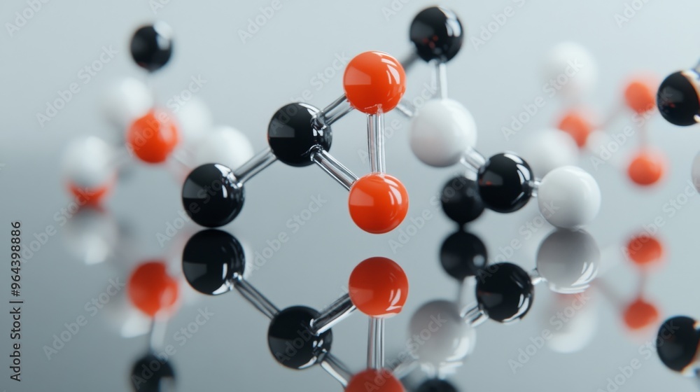 flat-lay of 3D molecule model flat-lay of 3D molecule model