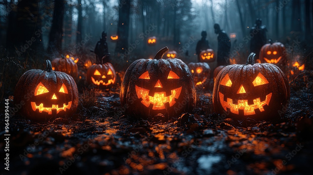 Naklejka premium Jack-o'-lantern Forest