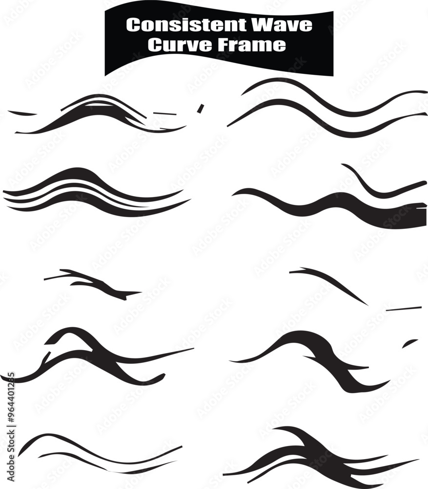 Consistent Wave Curve Frame Artistic Silhouette Elements in Black Consistent Wave Curve Frame Artistic Silhouette Elements in Black